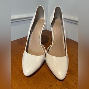 Juicy Couture Cyra White Faux Snake Print Heels Sz. 8